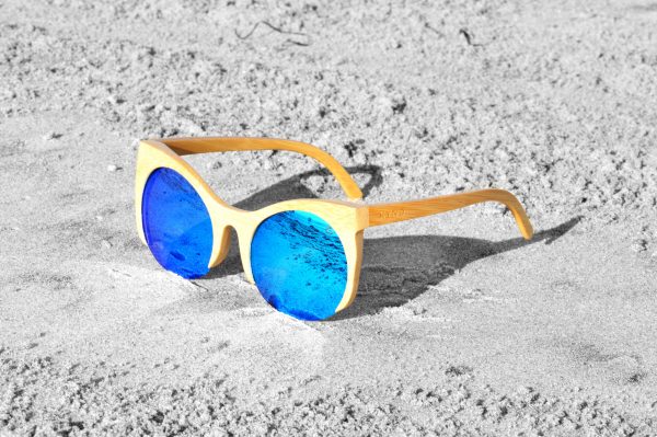 Bamboo Sunglasses Space Kats Natural Ice Blue