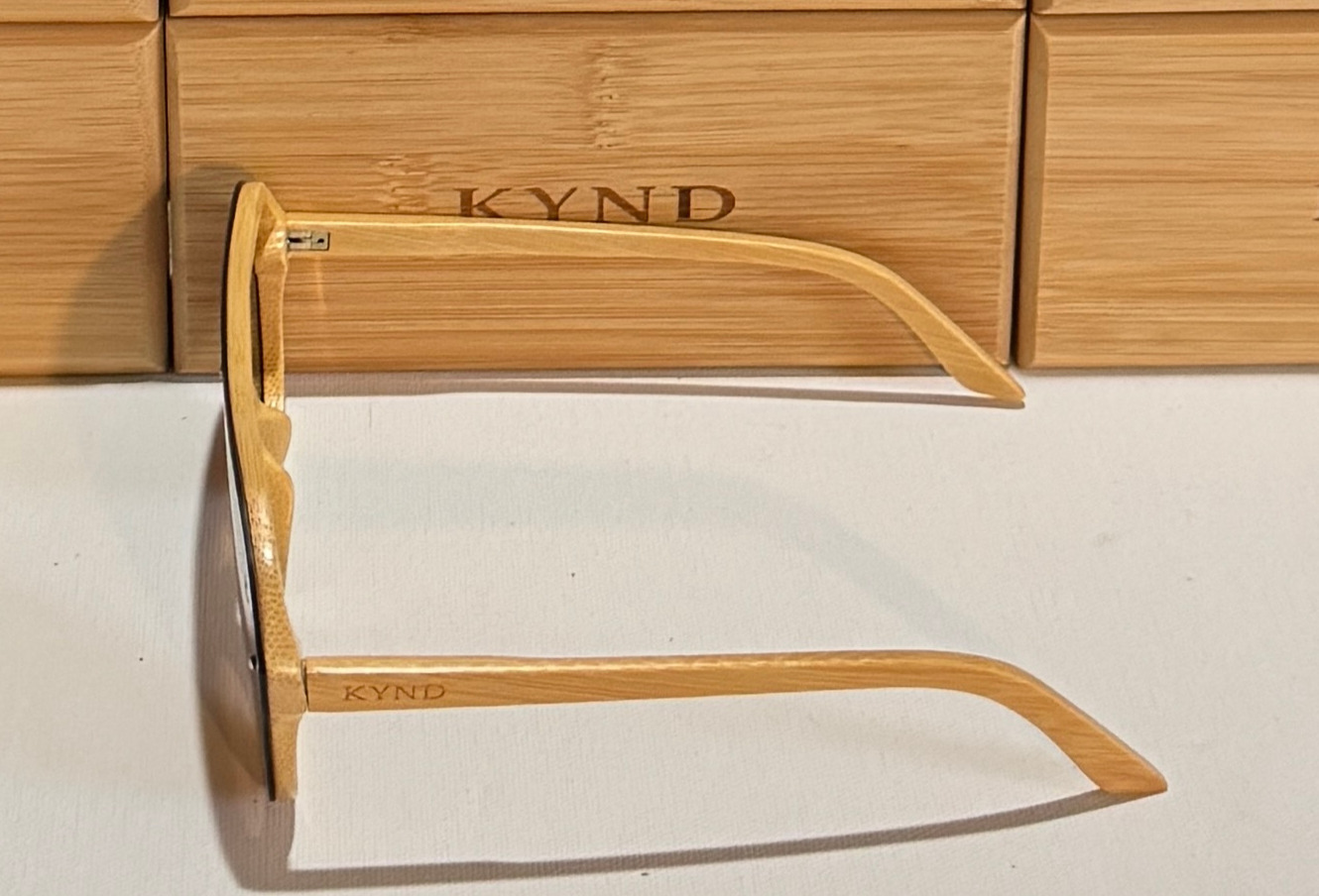 KYND Eyewear Stone Pilots Polarized Bamboo Sunglasses – Natural Frame / Smooth Brown Lens - Image 3