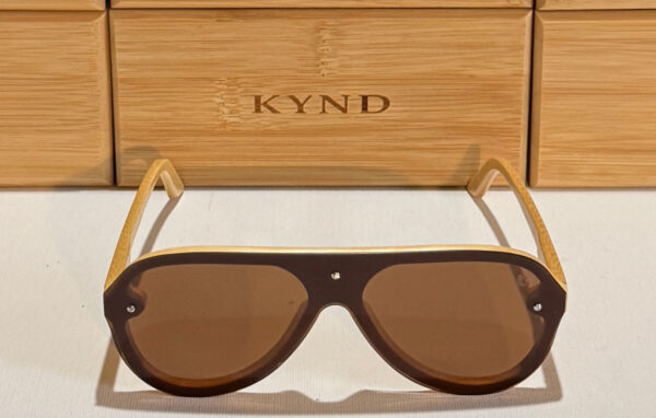 KYND Eyewear Stone Pilots Polarized Bamboo Sunglasses – Natural Frame / Smooth Brown Lens